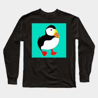 Stylised puffins on jade / turquoise Long Sleeve T-Shirt